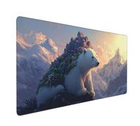Mouse Mat Bear Mouse Pad Mountain Desk Mat Large 600 x 400 x 3mm Non-Slip Rubber Base, Waterproof Surface, Durable Materials, Portable, Stitched Edges Gaming Mousepad, Computer Desk Accessories D-1034