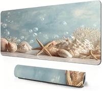 Mouse Mat Beige 1400x600x3mm Large Desk Mat As a desktop decoration S-750 | Ocean Mouse pad XXL, Desk Mat with Non Slip Base and Stitched Edge for Gaming, Desk Accessories, Office Decor, Smooth Glide.