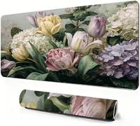 Mouse Mat Beige 1400x600x3mm Large Desk Mat As a desktop decoration S-766 | Plant Mouse pad XXL, Desk Mat with Non Slip Base and Stitched Edge for Gaming, Desk Accessories, Office Decor, Smooth Glide.