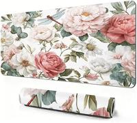 Mouse Mat Beige 600x300x3mm Large Desk Mat As a desktop decoration S-751 | Red Mouse pad XXL, Desk Mat with Non Slip Base and Stitched Edge for Gaming, Desk Accessories, Office Decor, Smooth Glide.