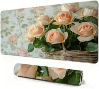 Mouse Mat Beige 600x300x3mm Large Desk Mat As a desktop decoration S-761 | Green Mouse pad XXL, Desk Mat with Non Slip Base and Stitched Edge for Gaming, Desk Accessories, Office Decor, Smooth Glide.