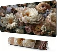Mouse Mat Beige 900x400x3mm Large Desk Mat As a desktop decoration S-756 | Flowers Mouse pad XXL Desk Mat with Non Slip Base and Stitched Edge for Gaming Desk Accessories Office Decor Smooth Glide.