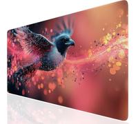 Mouse Mat Bird 1000x400x3mm Washable Large Mouse Pad Pink, Desk Mat Non-Slip Rubber Base Stitched Edge-Smooth Cloth Surface, Waterproof Laptop Desk Pad for Office, Work, MacBook, PC, Home UK-5279