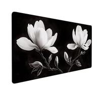 Mouse Mat Black And White Desk Mat Flower Gaming Mouse Pad 700x400x3mm, Waterproof Surface Comfort WearResistant, Stitchededge Extended Mousemat, lmproves Speed and Precision for Office & Home XZ-584