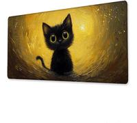 Mouse Mat black, Gaming Mouse Pad 600x300x3mm Extended desk Mat, Soft and smooth surface, Non-slip rubber base, Mousepad Waterproof cat, with stitched edges, Suitable for office and home work. Z-4