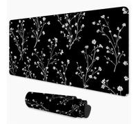 Mouse Mat Black Gaming Mouse Pad xxl 600x400 mm non Slip Desk Mat, Flower Extended Large Mousepad Waterproof & Stitched Edges Mouse and Keyboard Mat for Home, Office, Gaming Room 24x16 inch 3Y-342