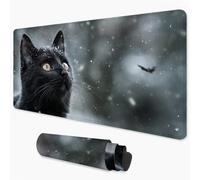 Mouse Mat Black Gaming Mouse Pad xxl 800x300 mm non Slip Desk Mat, Cat Extended Large Mousepad Waterproof & Stitched Edges Mouse and Keyboard Mat for Home, Office, Gaming Room 32x12 inch 3Y-396
