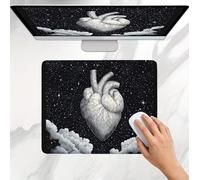 Mouse Mat Black Heart, Small Mouse Pad 32 x 26 cm, Ultra Thin Improves Speed and Accuracy, Non-Slip Rubber Base, with Stitched Edges, Wear-Resistant, Waterproof Mousepad for Office & Home j0j-431