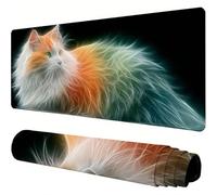 Mouse Mat Black Large Gaming Mouse Pad 24x12x0.12inch Mousepad Cat Desk Mat Extended Waterproof con Non-Slip Rubber Base Precision and Speed Desk Accessories for Office Gaming, Gift for Women J1-376