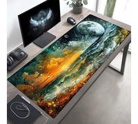 Mouse Mat Black Large Gaming Mouse Pad Moon Desk Mat Stitched Edges, Mousepad Non Slip Rubber Base, Waterproof Soft Cloth, Computer Accessories for Home Office Decoration, Gifts 70 x 30cm PjY952 H-G