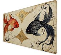 Mouse Mat Black Mouse Pad Fish Gaming Desk Mat Large 1000x500x3mm, Non-Slip Rubber Base, Waterproof Surface, Stitched Edges, Cute Mousepad for Office and Home Laptop, Desk Accessories For Women K7-403
