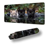 Mouse Mat Black Mouse Pad Large 150 x 80 cm XXL Waterproof Desk Matt with Stitched Edges and Non-Slip Rubber Base, Extended Gaming Mousemat Cat Keyboard Mat, for Gaming Office Desk Decor Gifts S-7670