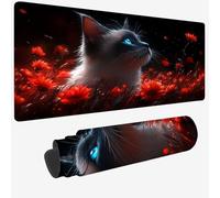 Mouse Mat Black Mouse Pad Large 35.4x19.6x0.12 XXL Waterproof Desk Matt with Stitched Edges and Non-Slip Rubber Base,Extended Gaming Mousemat Cat Keyboard Mat for Gaming Office Desk Decor Gifts W-1344