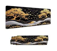 Mouse Mat Black Mouse Pad Large 90 x 40 cm XXL Mousepad with Stitched Edges and Non-Slip Rubber Base Keyboard Desk Pad, Improves Speed and Precision Gaming Mousemat Tree for Home Office Decor H-11902