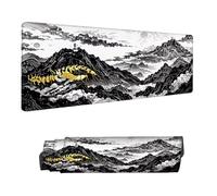 Mouse Mat Black Mouse Pad Large 90 x 40 cm XXL Mousepad with Stitched Edges and Non-Slip Rubber Base Keyboard Desk Pad, Improves Speed and Precision Gaming Mousemat Mountain, Home Office Decor H-5298