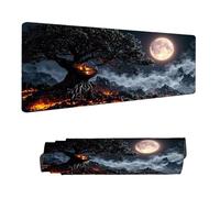 Mouse Mat Black Mouse Pad Large 90 x 40 cm XXL Mousepad with Stitched Edges and Non-Slip Rubber Base Keyboard Desk Pad, Improves Speed and Precision Gaming Mousemat Moon for Home Office Decor H-11876