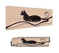 Mouse Mat Black Mouse Pad Large 90 x 40 cm XXL Mousepad with Stitched Edges and Non-Slip Rubber Base Keyboard Desk Pad, Improves Speed and Precision Gaming Mousemat Cat for Home Office Decor H-319