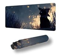Mouse Mat Black Mouse Pad Large 90 x 40 cm XXL Waterproof Desk Matt with Stitched Edges and Non-Slip Rubber Base, Extended Gaming Mousemat Cat Keyboard Mat, for Gaming Office Desk Decor Gifts S-4505