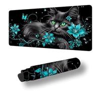 Mouse Mat Black Mouse Pad Large 90 x 40 cm XXL Waterproof Desk Matt with Stitched Edges and Non-Slip Rubber Base, Extended Gaming Mousemat Cat Keyboard Mat, for Gaming Office Desk Decor Gifts S-4479