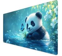 Mouse Mat Black Mouse Pad Panda Gaming Desk Mat Large 1000x500x3mm, Non-Slip Rubber Base, Waterproof Surface, Stitched Edges, Pretty Cute Mousepad for Office and Home Laptop, Desk Accessories K7-325