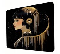 Mouse Mat, Black Mouse Pad, Washable Small Mousepad Beauty Mousemat with Non-Slip Base Computer Gaming Mousepad Portable Office Desk Accessories for Working Studying Gaming, 340 x 280 x 3mm J0-344