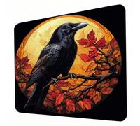 Mouse Mat, Black Mouse Pad, Washable Small Mousepad Bird Mousemat with Non-Slip Base Computer Gaming Mousepad Portable Office Desk Accessories for Working Studying Gaming, 260 x 210 x 3mm J0-346