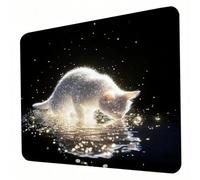 Mouse Mat, Black Mouse Pad, Washable Small Mousepad Cat Mousemat with Non-Slip Base Computer Gaming Mousepad Portable Office Desk Accessories for Laptop Working Studying Gaming, 300 x 250 x 3mm J0-391