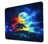 Mouse Mat, Black Mouse Pad, Washable Small Mousepad Moon Mousemat with Non-Slip Base Computer Gaming Mousepad Portable Office Desk Accessories for Working Studying Gaming, 300 x 250 x 3mm J0-352