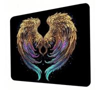 Mouse Mat, Black Mouse Pad, Washable Small Mousepad Wings (3) Mousemat with Non-Slip Base Gaming Mousepad Portable Office Desk Accessories for Laptop Working Studying Gaming, 260 x 210 x 3mm J0-357