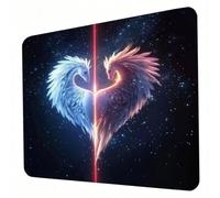 Mouse Mat, Black Mouse Pad, Washable Small Mousepad Wings (4) Mousemat with Non-Slip Base Gaming Mousepad Portable Office Desk Accessories for Laptop Working Studying Gaming, 260 x 210 x 3mm J0-358