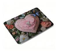 Mouse Mat, Black Mouse Pad, Washable Small Mousepads, 420x350x3mm, Mousemat with Non-Slip, Portable Desk Mat for Laptop Working Studying, Smooth Surface Desk Accessories, Waterproof, Love 0o-333