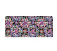 Mouse Mat Black Purple Mandala Mouse Pad Thickened Desk Mat Comfortable Office Desk Accessories Anti-Fray Stitched Edges Mousepad Non-Slip Desk Pad Durable Mousemat 300x700x3mm