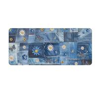Mouse Mat Blue Flower Geometry Mouse Pad Thickened Desk Mat Comfortable Mousepad Anti-Fray Stitched Edges Mousemat Durable Non-Slip Desk Pad Office Computer Accessories 300x600x3mm