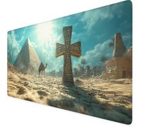 Mouse Mat Blue Gaming Mouse Pad 1200X600X3mm XXL Extended Desk Mat, Keyboard Mousepad Pyramid, Water-Resistant Surface And Non-Slip Base Mousemat, Gaming Office Desk Accessories, Gifts for Women F1-86