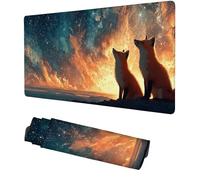 Mouse Mat Blue Gaming Mouse Pad 900x400x3mm Mousepad Desk Pad Fox Mousemat, Keyboard Mat with Non Slip Rubber Base and Stitched Edges, Improved Precision and Speed, for Desk Accessories, f-180