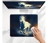 Mouse Mat Blue Horse, Small Mouse Pad 32 x 26 cm, Ultra Thin Improves Speed and Accuracy, Non-Slip Rubber Base, with Stitched Edges, Wear-Resistant, Waterproof Mousepad for Office & Home j0j-438