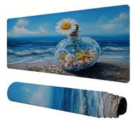 Mouse Mat Blue Large Gaming Mouse Pad 28x12x0.12inch Mousepad Beach Desk Mat Extended Waterproof con Non-Slip Rubber Base Precision and Speed Desk Accessories for Office Gaming, Gift for Women J1-122