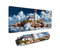 Mouse Mat Blue, Large Gaming Mouse Pad 800x300 mm, Desk Mat with Rubber Base, Mousepad with Waterproof, Soft Smooth Surface, Desk Pad with Stitched Edges for Keyboard Gaming Home Office Work S-11