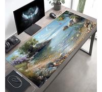 Mouse Mat Blue Large Gaming Mouse Pad Landscape Stitched Edges, Mousepad Non Slip Rubber Base, Waterproof Soft Cloth, Computer Accessories for Office Decoration, Gifts 100 x 40cm PjY6086 M-M