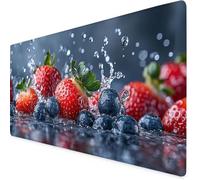 Mouse Mat Blue Mouse Pad Blueberry Gaming Desk Mat Large 800x400x3mm, Non-Slip Rubber Base, Waterproof Surface, Stitched Edges, Pretty Cute Mousepad for Office and Home Laptop, Desk Accessories K7-721