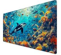 Mouse Mat Blue Mouse Pad Dolphin Gaming Desk Mat Large 1200x600x3mm, Non-Slip Rubber Base, Waterproof Surface, Stitched Edges, Pretty Cute Mousepad for Office and Home Laptop, Desk Accessories K7-111