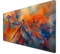 Mouse Mat Blue Mouse Pad Dragonfly Gaming Desk Mat Large 1200x600x3mm, Non-Slip Rubber Base, Waterproof Surface, Stitched Edges, Pretty Mousepad for Office and Home Laptop, Desk Accessories K7-371