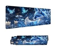 Mouse Mat Blue Mouse Pad Large 120 x 40 cm XXL Mousepad with Stitched Edges and Non-Slip Rubber Base Keyboard Desk Pad, Improves Speed and Precision Gaming Mousemat Fox for Home Office Decor H-1388
