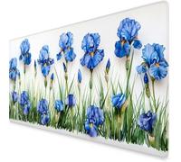 Mouse Mat Blue Mouse Pad Orchid Gaming Desk Mat Large 600x300x3mm, Non-Slip Rubber Base, Waterproof Surface, Stitched Edges, Cute Mousepad for Office and Home Laptop, Desk Accessories For Women K7-509