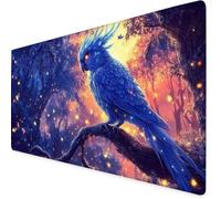 Mouse Mat Blue Mouse Pad Parrot Gaming Desk Mat Large 1000x500x3mm, Non-Slip Rubber Base, Waterproof Surface, Stitched Edges, Pretty Cute Mousepad for Office and Home Laptop, Desk Accessories K7-641