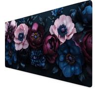 Mouse Mat Blue Mouse Pad Poppy Gaming Desk Mat Large 1600x800x3mm, Non-Slip Rubber Base, Waterproof Surface, Stitched Edges, Cute Mousepad for Office and Home Laptop, Desk Accessories For Women K7-697