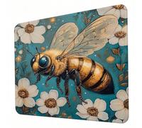Mouse Mat, Blue Mouse Pad, Washable Small Mousepad Bee Mousemat with Non-Slip Base Computer Gaming Mousepad Portable Office Desk Accessories for Laptop Working Studying Gaming, 340 x 280 x 3mm J0-631