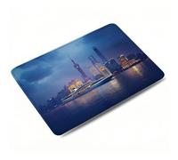 Mouse Mat, Blue Mouse Pad, Washable Small Mousepads, 420x350x3mm, Mousemat with Non-Slip, Portable Desk Mat for Office Laptop Working Studying, Smooth Surface Desk Accessories, Waterproof, City 0o-591