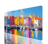 Mouse Mat Boat Large Gaming Mouse Pad 36x16x0.12Inches, Desk Mat Large as Mousepad for Laptop Desktop Pc Gaming Keyboard Improve Accuracy and Speed, Small Town Mousemat for Desk Decor Gifts JXL-3238