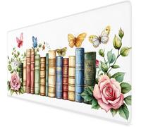 Mouse Mat Book Mouse Pad Butterfly Gaming Desk Mat Large 1500x800x3mm, Non-Slip Rubber Base, Waterproof Surface, Stitched Edges, Pretty Mousepad for Office and Home Laptop, Desk Accessories K7-775